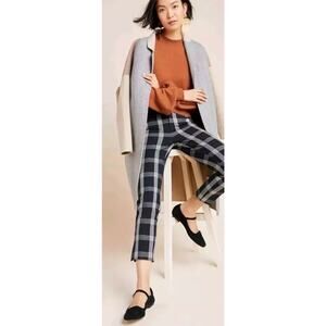 Anthropologie The Essential Slim Trousers  black plaid Pants Size 6